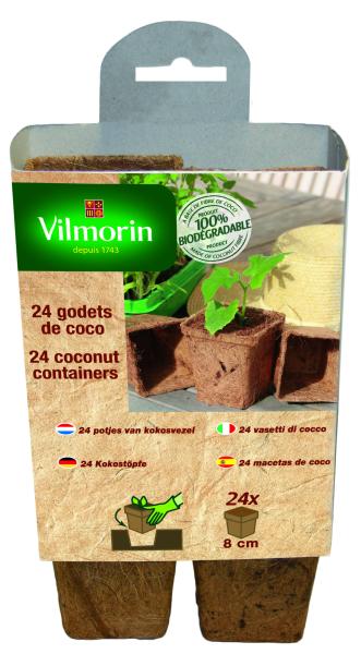 Accessoires pour semer - Godet Coco Carré - 8 cm (x24) - PACKAGING_3D_RECTO